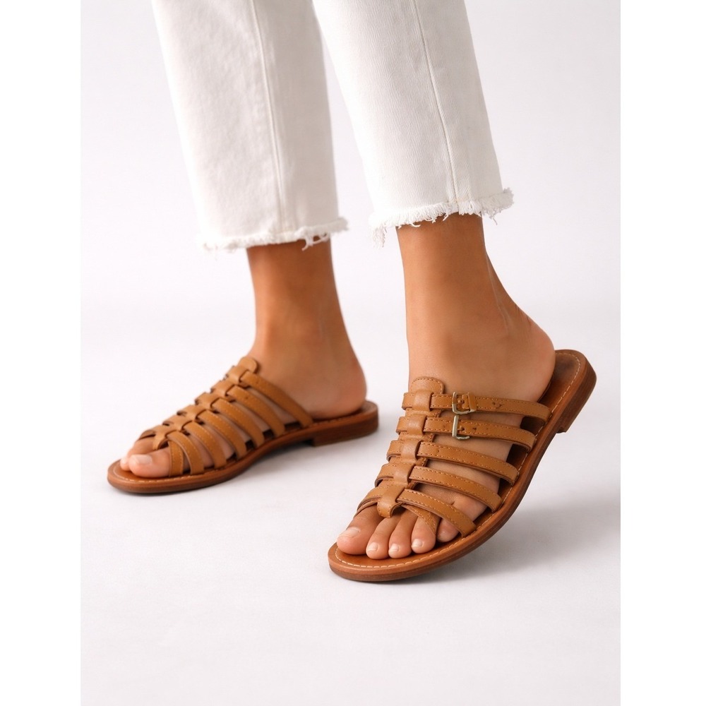 Les Tropeziennes Gladiator Sandals Tan Leather Buckle Thong Strap Women EU 38 8